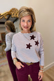 Renuar Stars w Stripes Top Cabernet