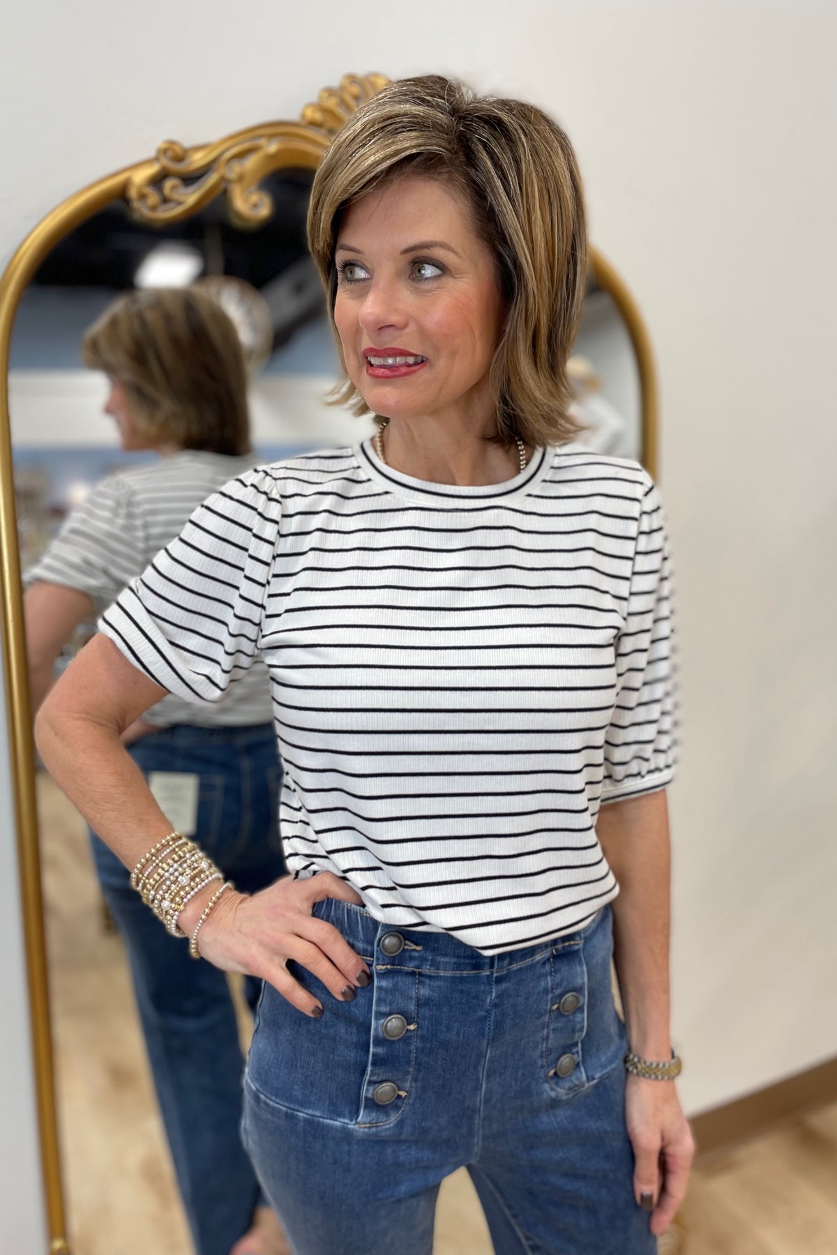 Dylan Sal Stripe Tee Black White.