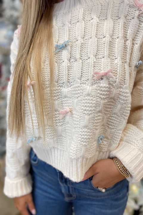 Better with Bows Sweater Cream