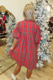Festive Flair Plaid Dress Red
