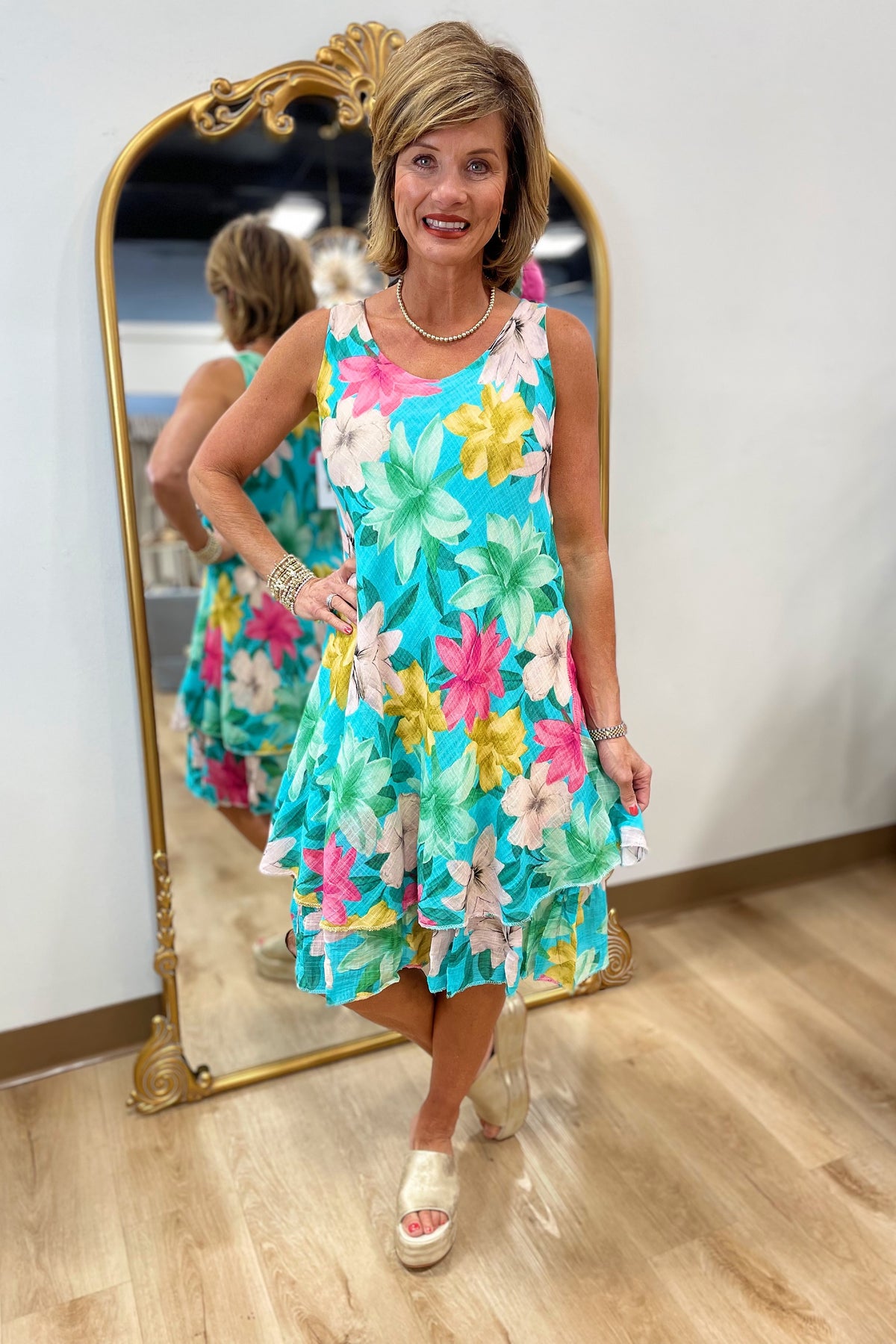 Tempo Paris Turquoise Gauze Dress