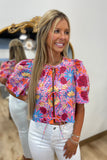 Savanah Flowers Top Pink