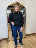 Renuar Crinkle Mock Neck Top Black