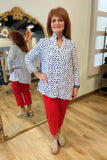 Multiples Y Neck Shirt Rich Navy