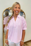 Classic Stripes Collared Blouse Pink