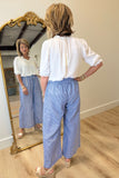 Umgee Striped Linen Blend Pant Blue