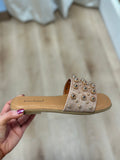 Empress Embellished Raffia Slide Sandal