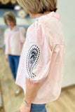 Mud Pie Humphrey Embroidered Top Pink