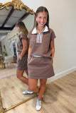 Braden Half Zip Skort Set Brown