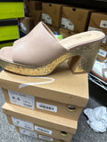 Summer Platform Chunky Heel Slip On Sandal Nude