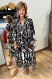 Umgee Damask Print Dress Black