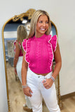 Love Language Flutter Sleeve Top Hot Pink