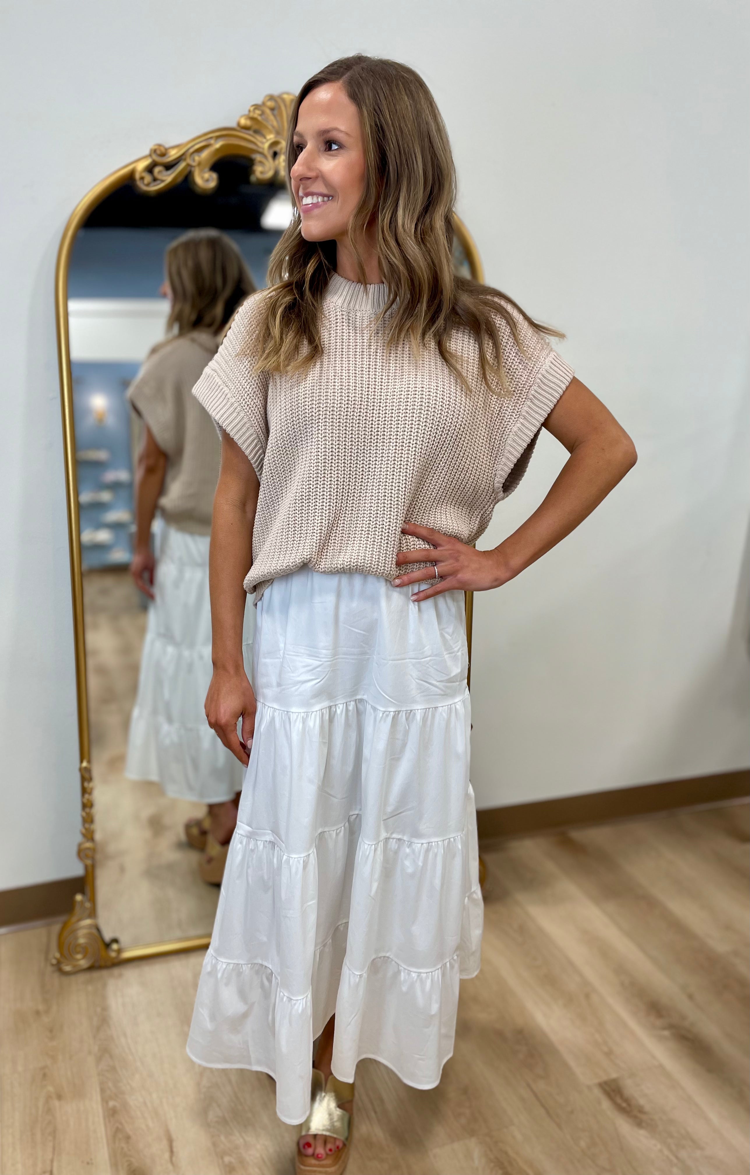 Airy Twist Sweater Combo Dress White – Expectations Too Airy Twist Sweater Combo Dress White – Expectations Too