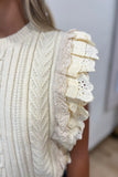 Vicki Lace Ruffle Sweater Tank Cream