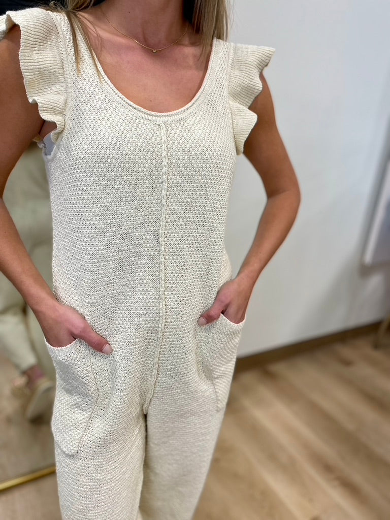Ruffle Essence Jumpsuit Ecru