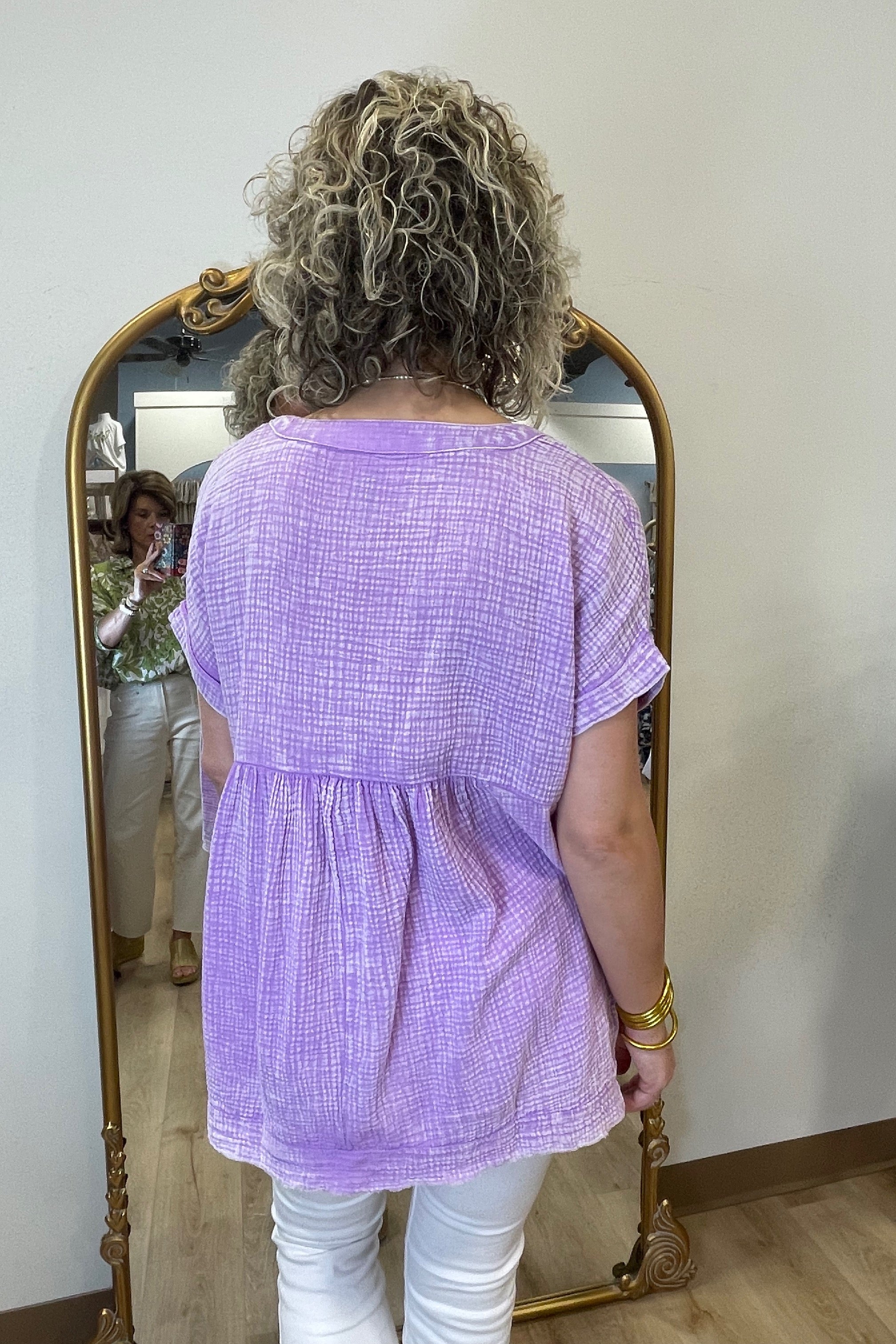 Going w Gauze Henley Stone Washed Lavender