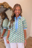 Simple Season 1/2 Zip Blouse Blue