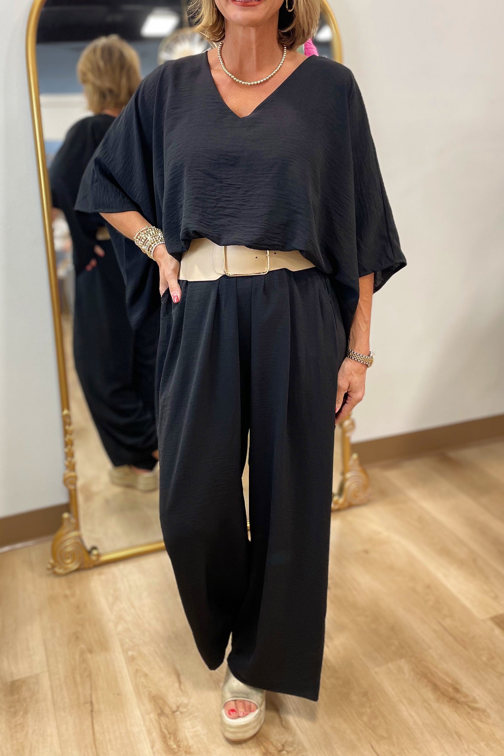 Evening Out V Neck Jumpsuit Black