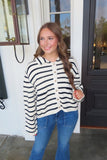 Stripe A Pose Button Front Knit Cardigan Navy