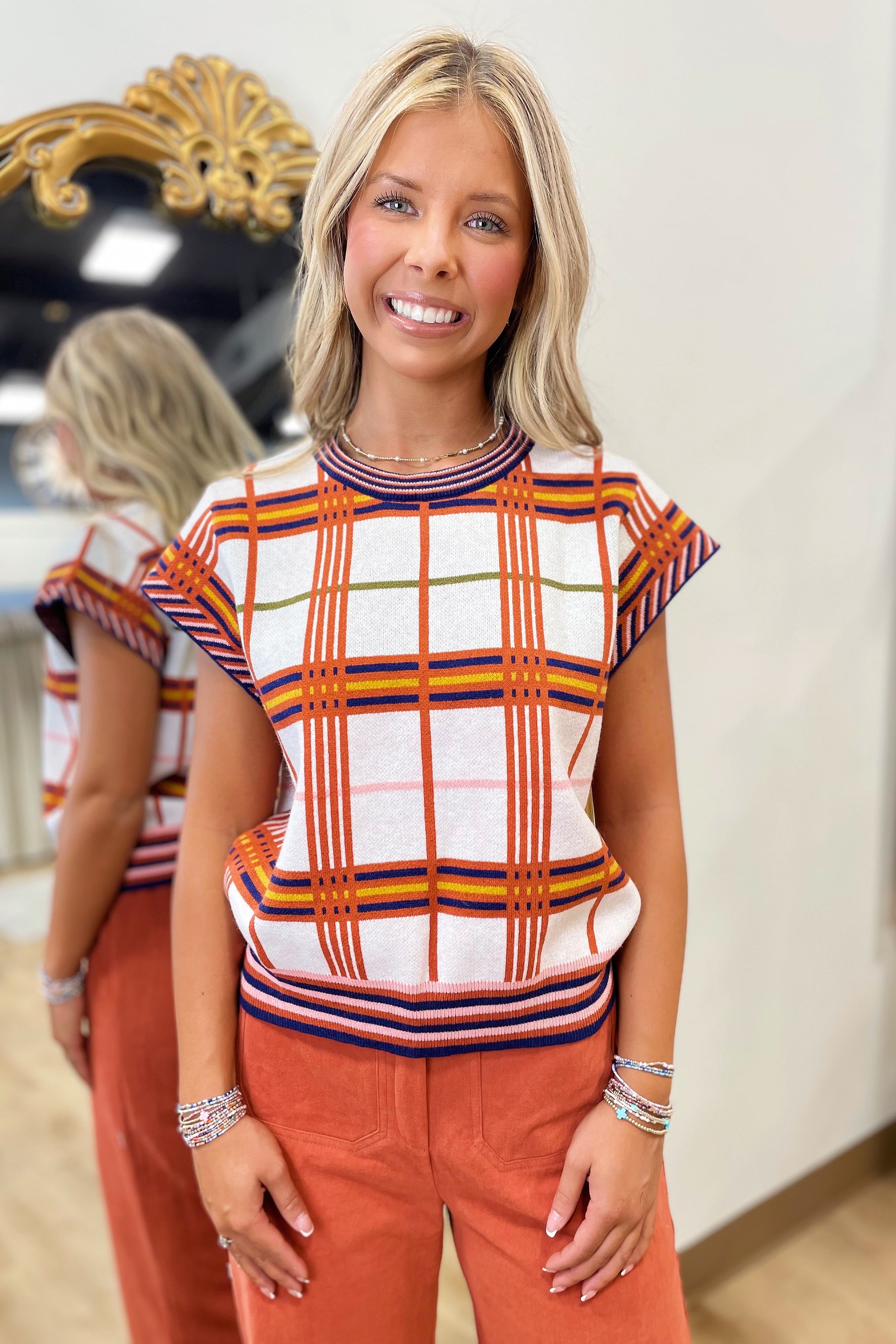 Perfect Match Plaid Sweater Top