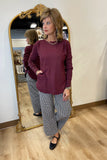 Charlie B Round Hem Sweater Cabernet