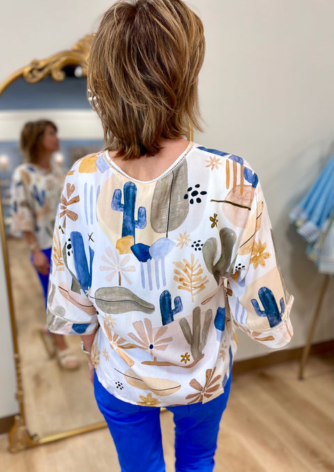 Charlie B Wide Sleeve Blouse Cactus