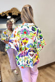 Bold Floral Blouse Lemon Green