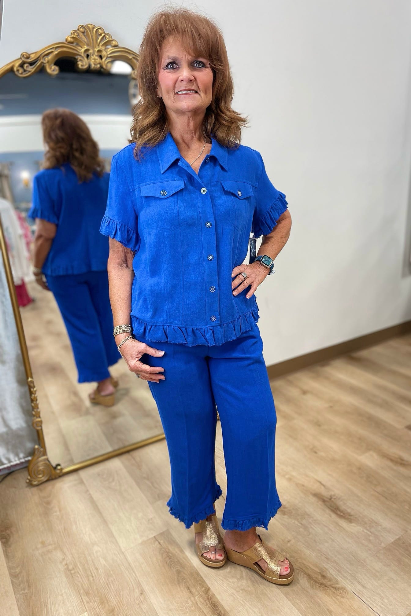 Multiples Short Sleeve Jacket Royal