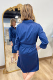 Foxcroft Agnes Stretch Matte Sateen Dress Navy