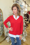 Charlie B Shirt Collar Sweater Cranberry