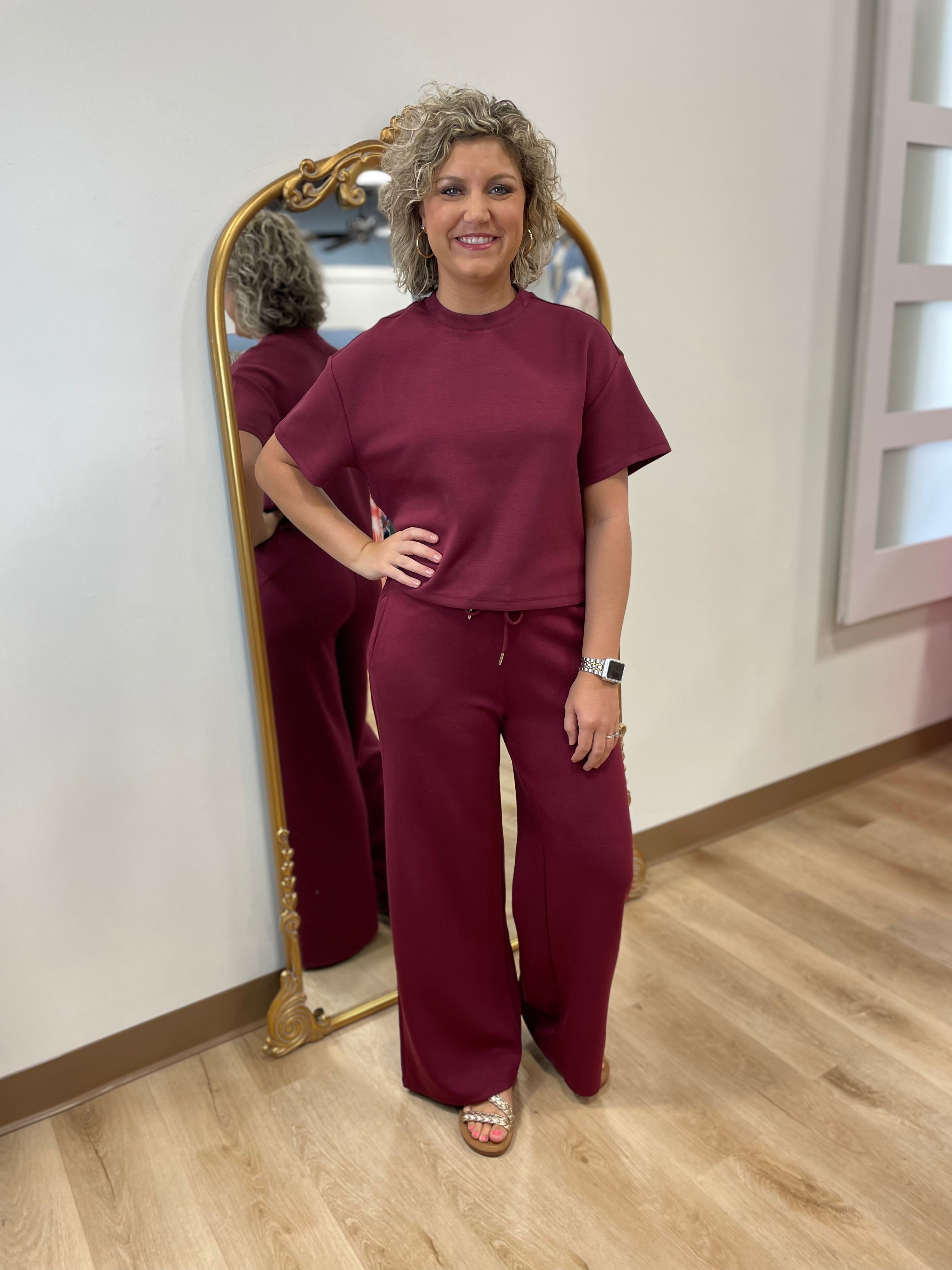 RD Style Tess 2 Piece Pant Set Oxblood