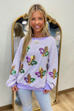 Sequin Mardi Gras Striped Sweatshirt