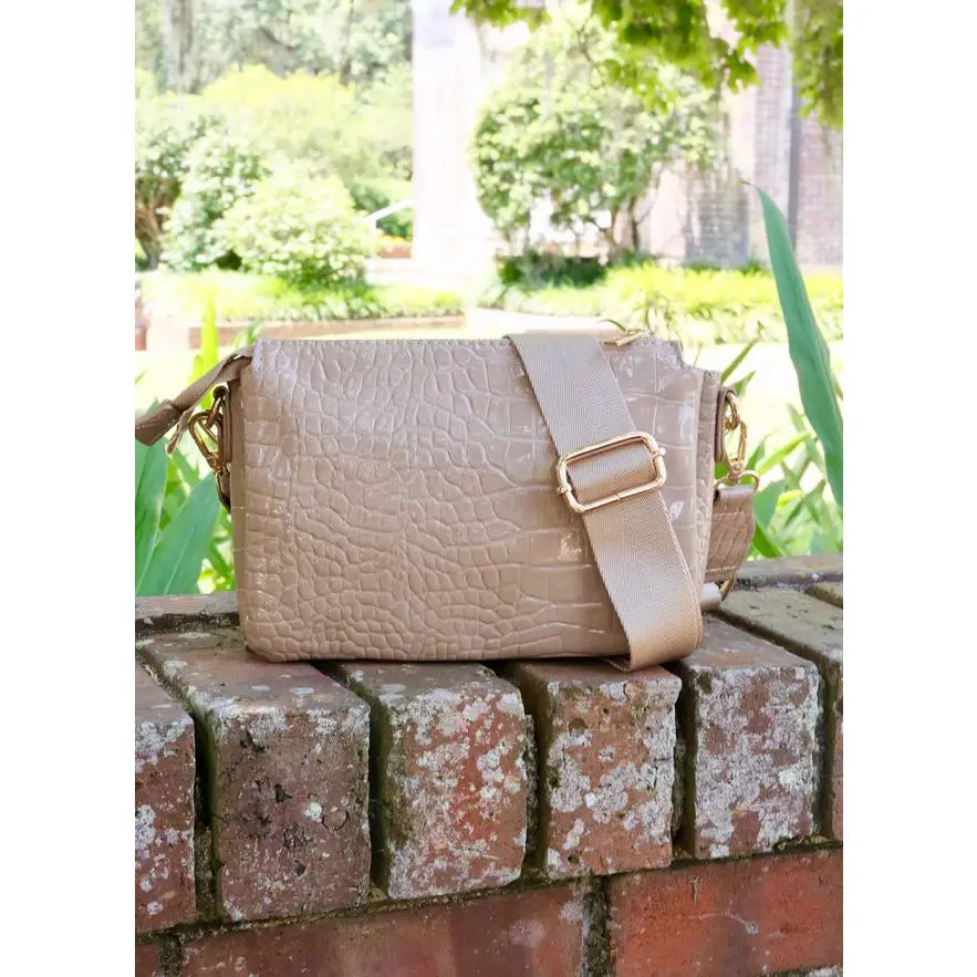 Jace Crossbody Taupe Patent