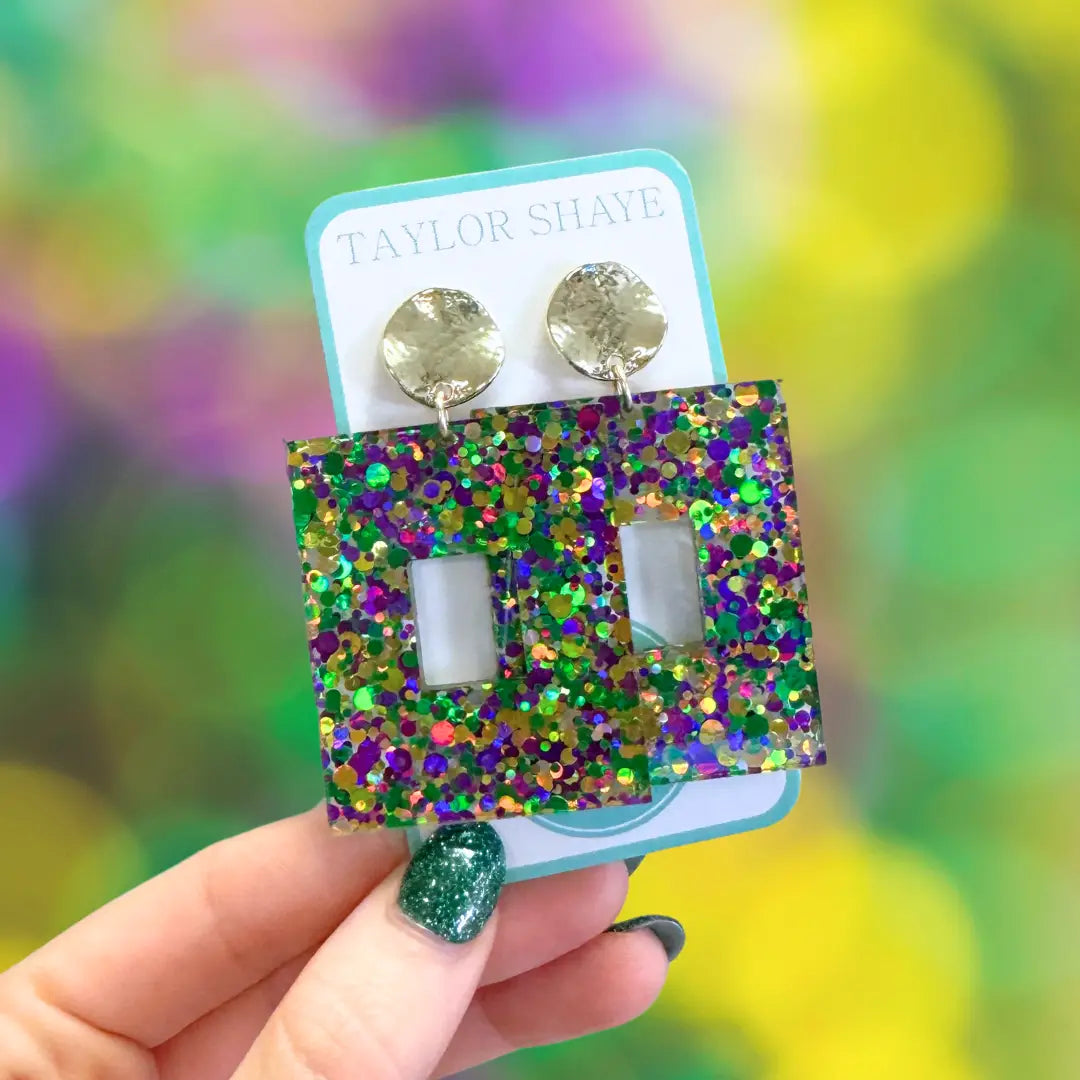 Taylor Shaye Mardi Gras Naomi Drops Earrings