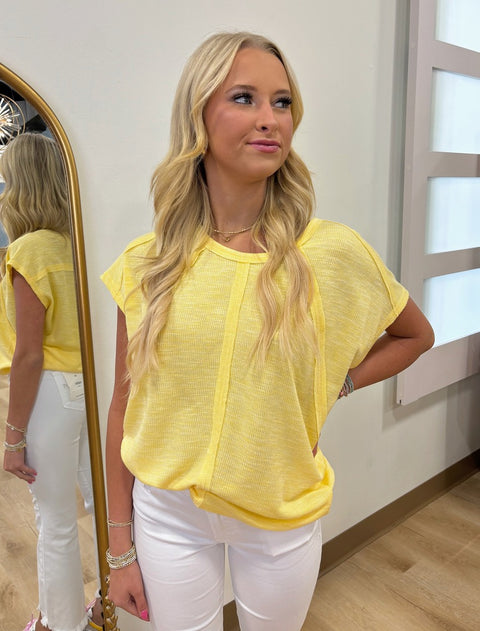Beautiful Day Seam Accented Top Yellow
