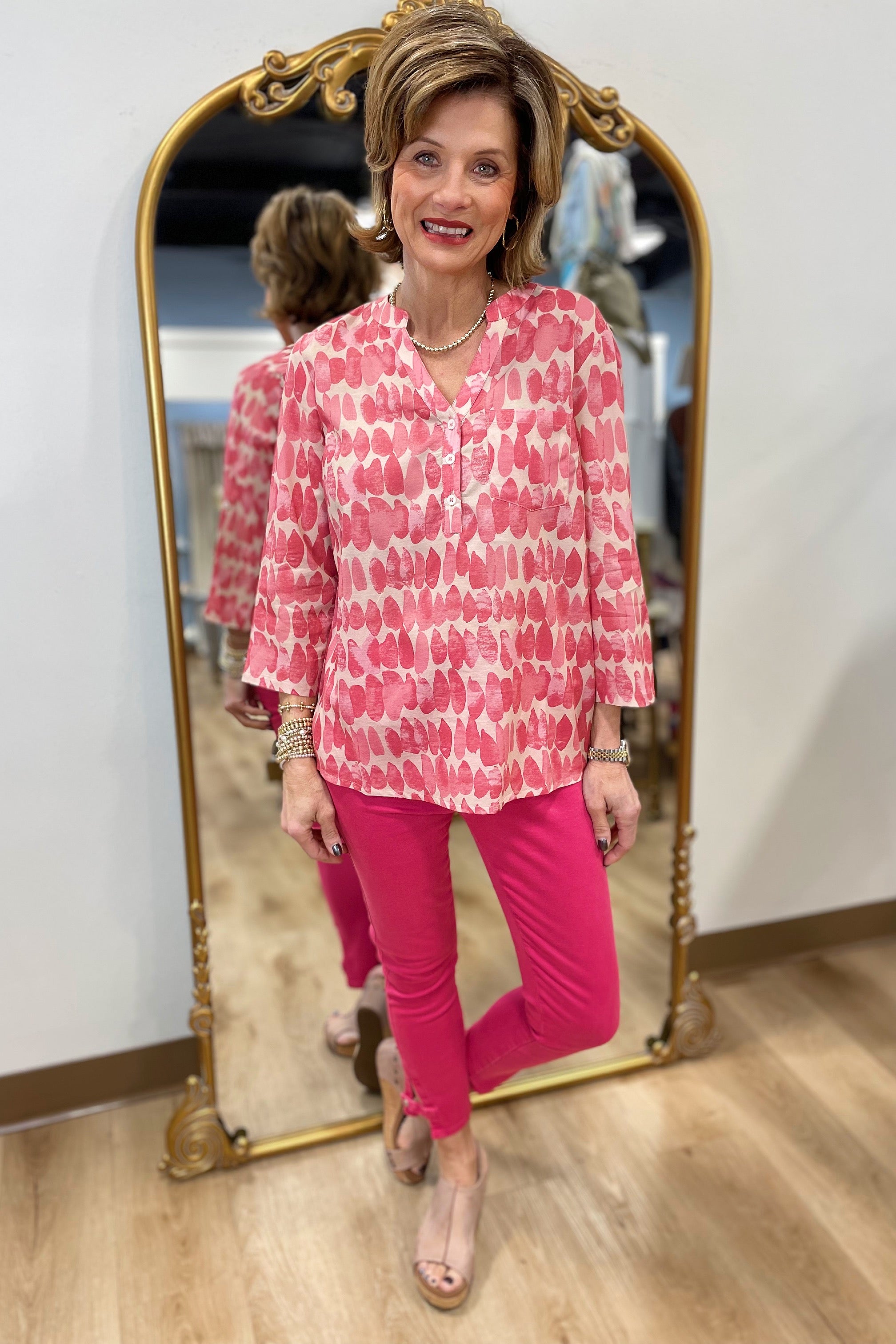 Charlie B Printed Blouse Drops