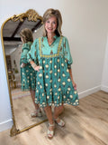 Umgee V Neck Collared Dress Sage