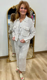 Tempo Paris Crop Linen Jacket Beige