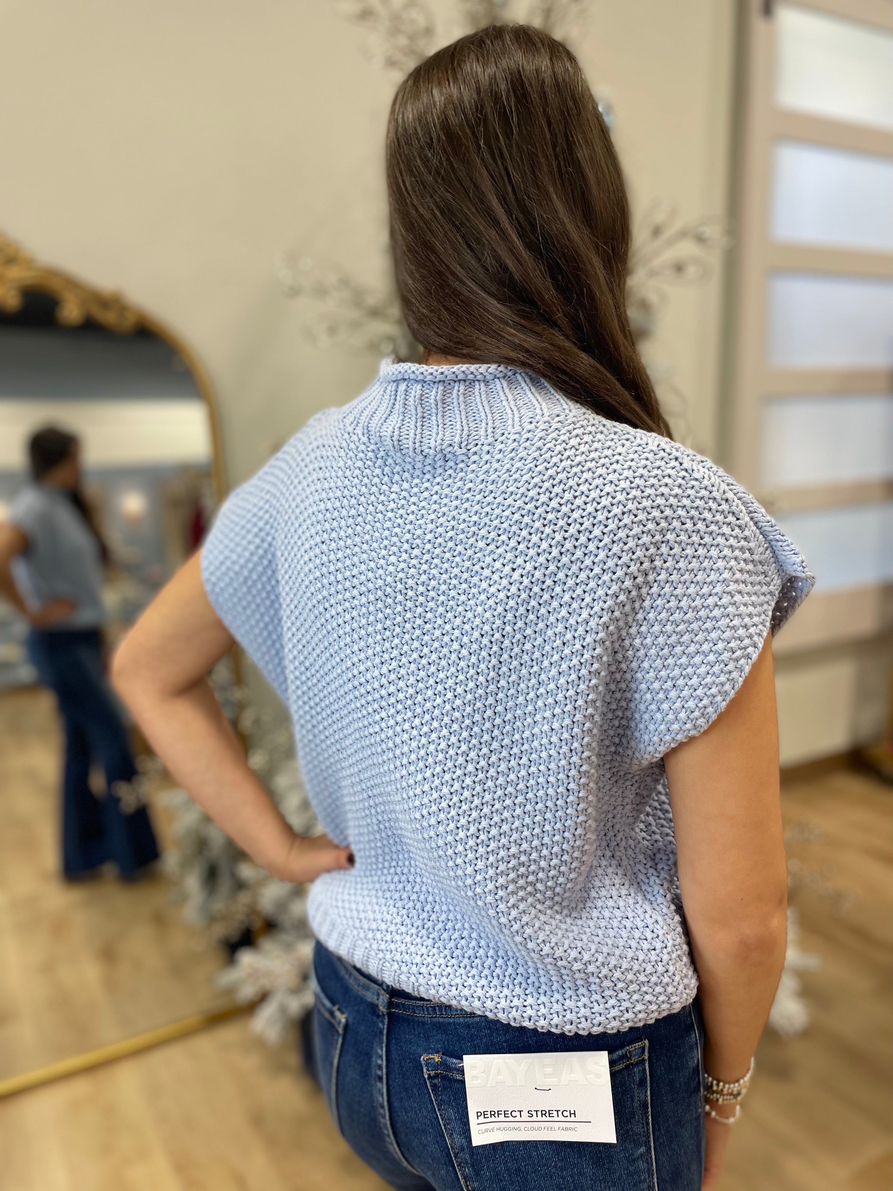 Boutique Basics Mock Neck Vest Baby Blue