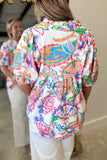 Umgee Neon Paisley Puff Sleeve Top