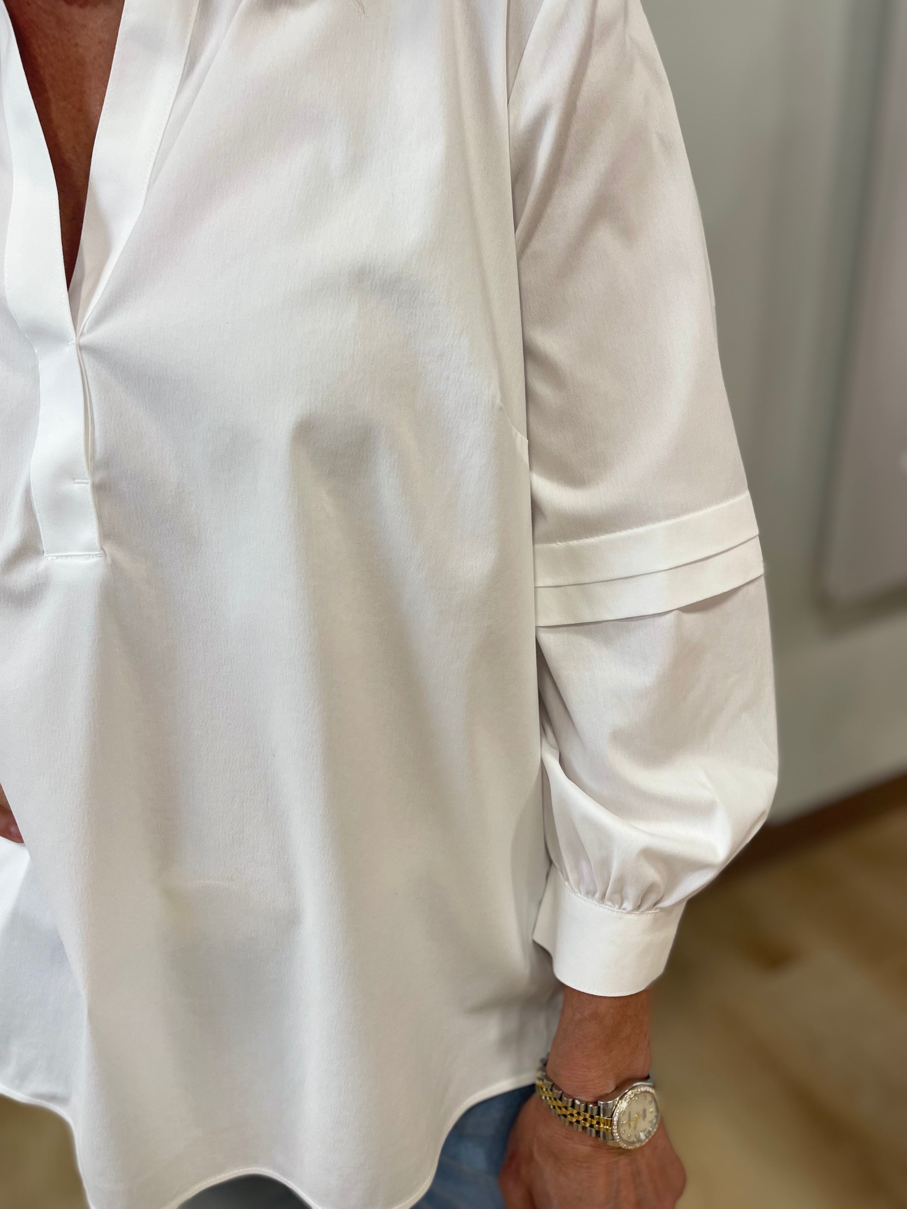 Foxcroft Frankie Stretch No Iron Popover White