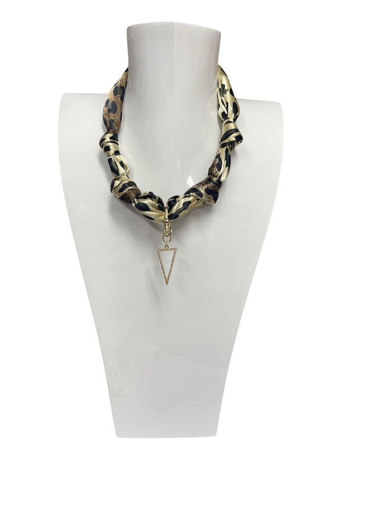 Scarf Charm Necklace Triangle Brown