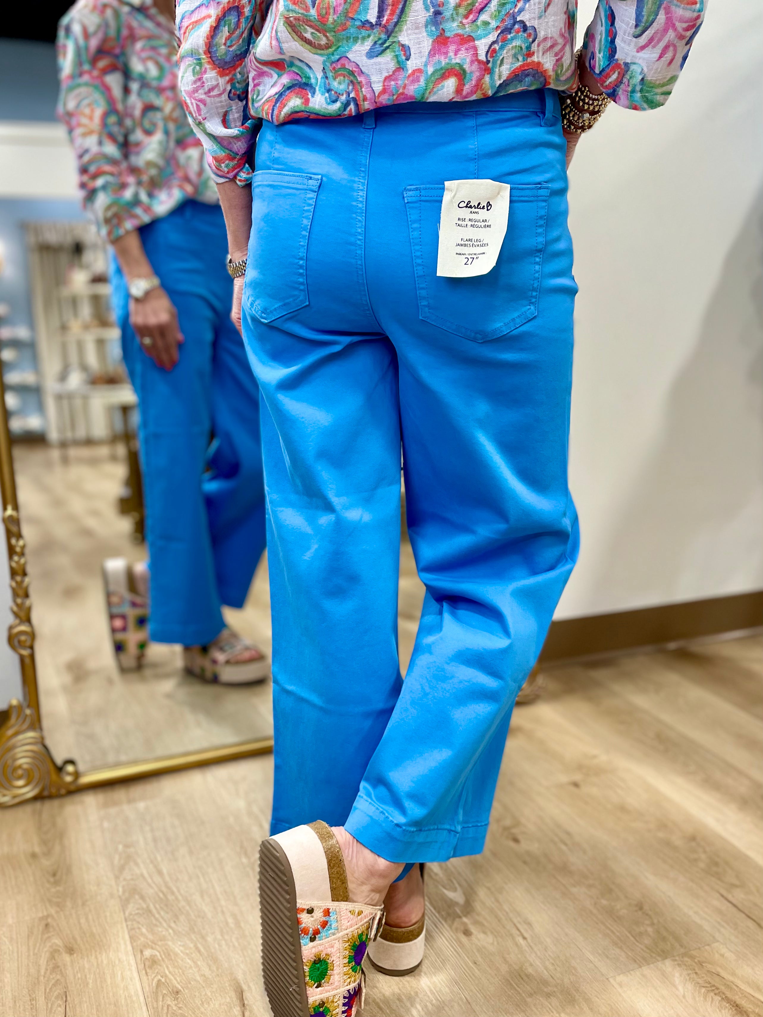 Charlie B Cropped Flare Pant Lagoon