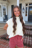 Spice Spice Baby Drop Shoulder Mock Neck Sweater Vest Cream