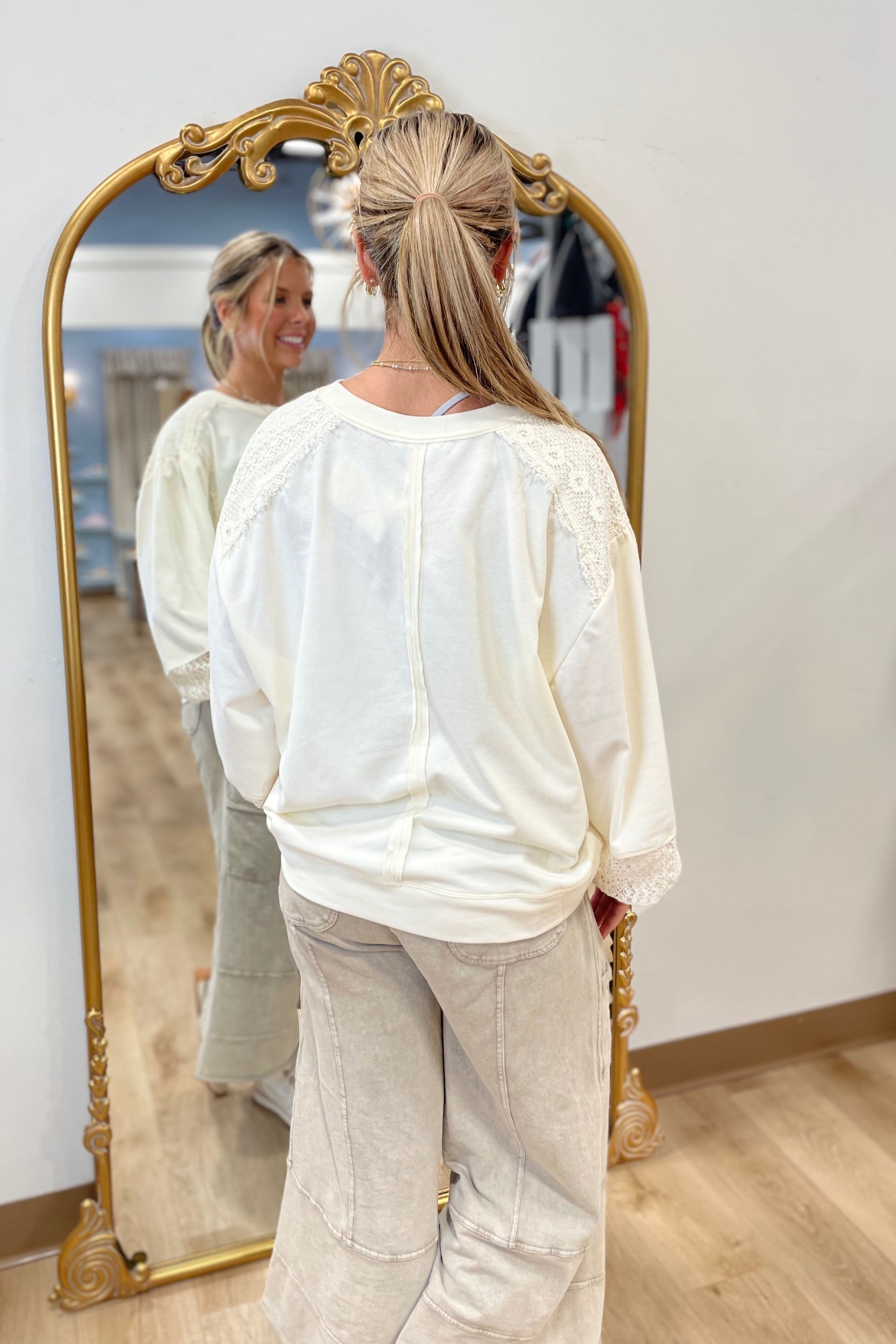 My Daisy Jane Lace Patch Top Ivory