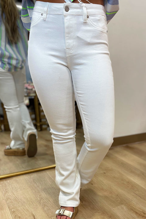 Bayeas Mid Rise Flare Pants White