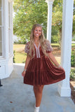 Cinnamon Toast Embroidered Sleeve Dress
