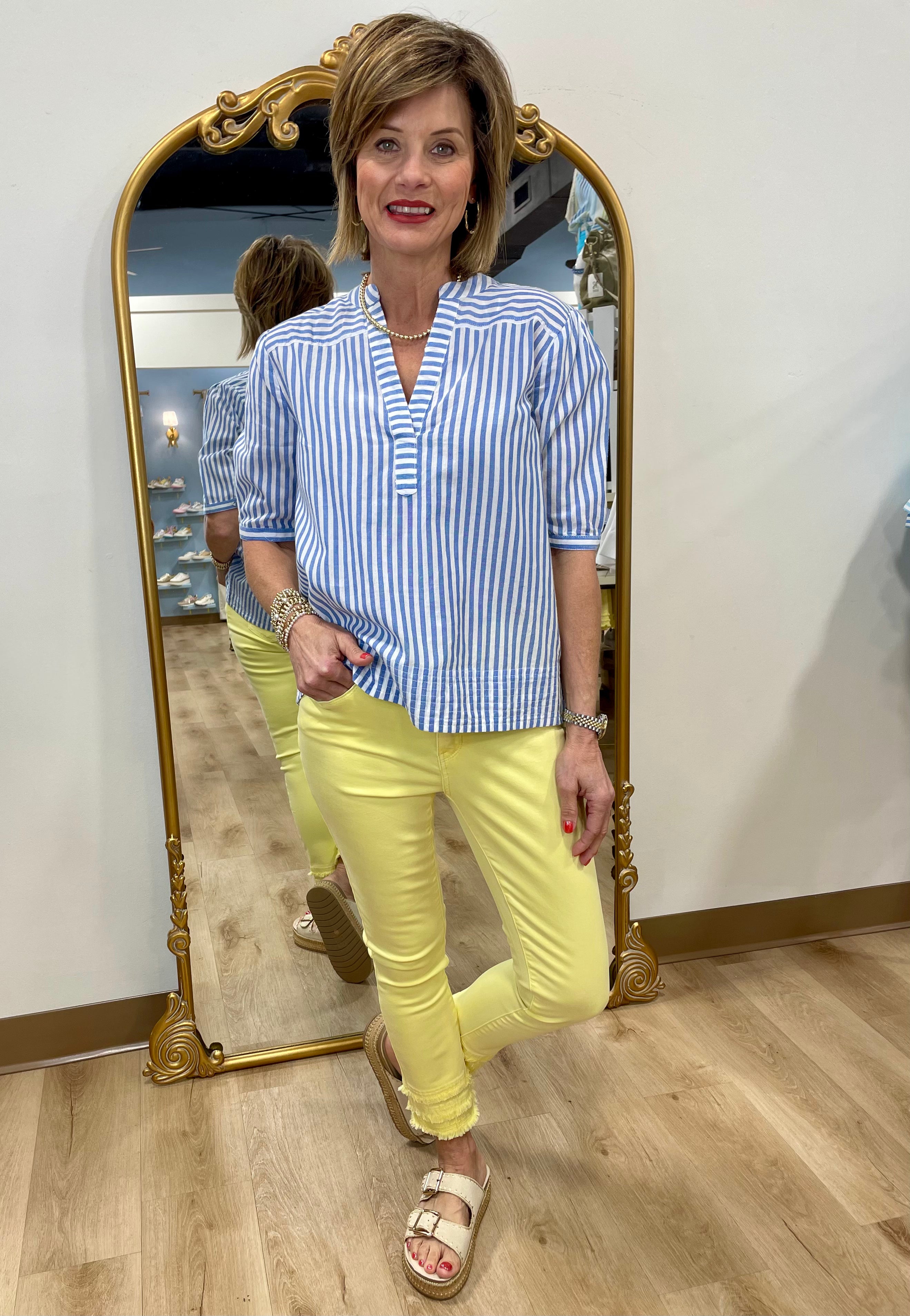 Charlie B Frayed Hem Ankle Leg Pant Lemonade