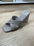 Shushop EarthaTaupe Crocodile Mule