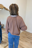 Umgee Tapestry Trim Top Brown